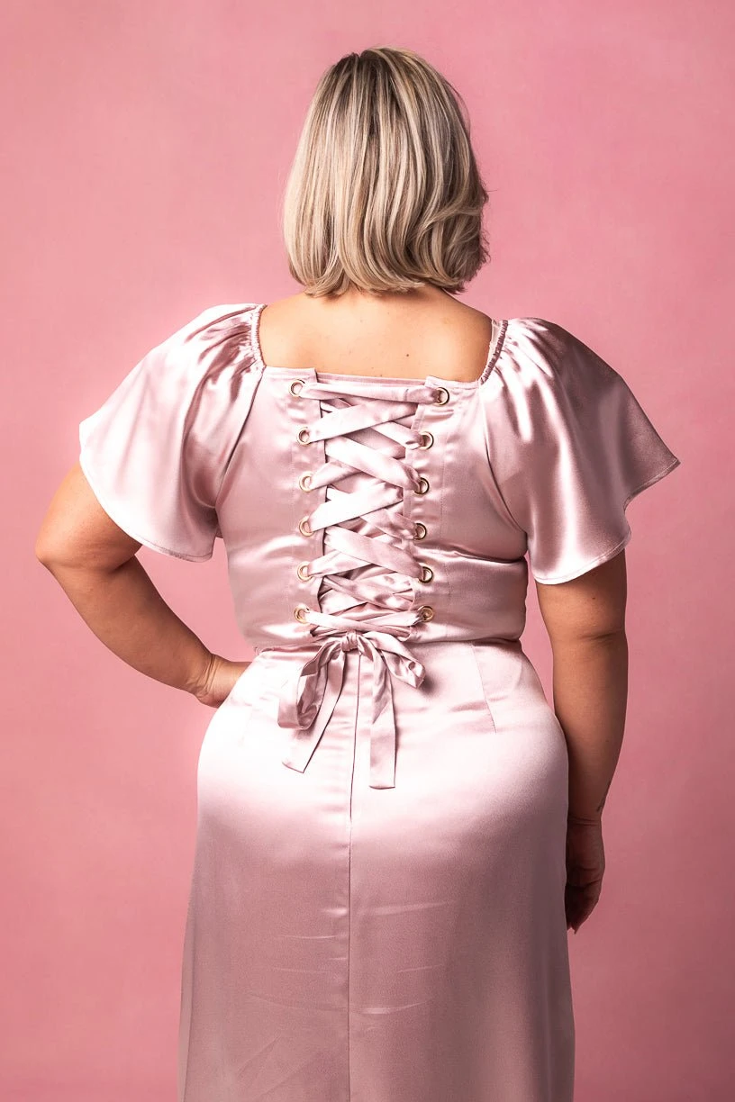 Maddie Dress In Blush Satin 9 Maddie Dress In Blush Satin - Image 9