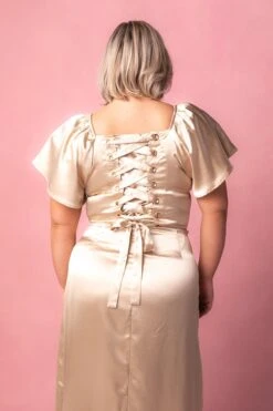 Maddie Dress In Champagne Satin -Fashion Clothing Store MaddieChampagne8 717077