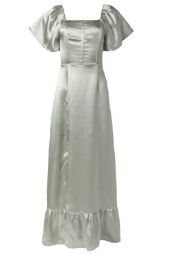Maddie Dress In Sage Satin -Fashion Clothing Store MaddieDressinSageSatin2