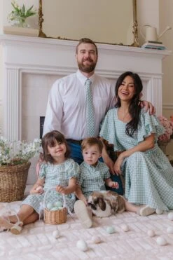 Mens Max Tie In Mint Gingham -Fashion Clothing Store MarloweFam MadsHome Easter24 02