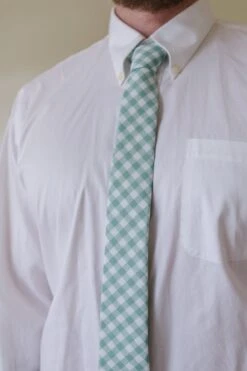 Mens Max Tie In Mint Gingham -Fashion Clothing Store MaxTie MadsHome Easter24 1