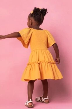 Mini Lennon Dress In Mustard -Fashion Clothing Store MiniLennonmustard Studio Spring24 4