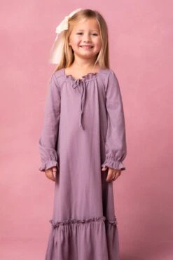 Mini Petra Long Sleeve Night Dress In Purple 7 Mini Petra Long Sleeve Night Dress In Purple -Fashion Clothing Store MiniNightgownPurple Studio Spring24 2