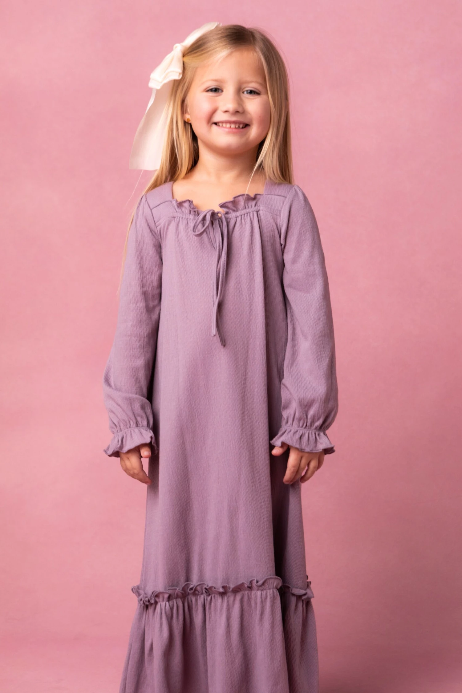 Mini Petra Long Sleeve Night Dress In Purple 4 Mini Petra Long Sleeve Night Dress In Purple - Image 4