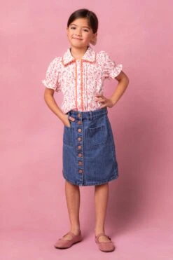 Mini Sophia Blouse In Coral Floral -Fashion Clothing Store MiniSophiaCoralFloralBlouse Studio Spring24 1