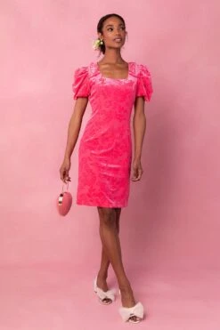 Nina Bow Dress In Pink Velvet -Fashion Clothing Store Nina 01 77150b13 12b3 4cbf bb95 6266877dfe6c