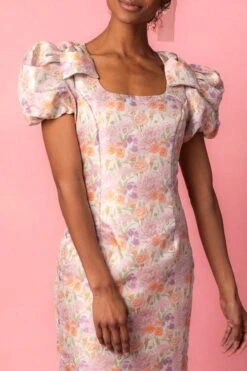 Nina Bow Dress In Pastel Jacquard -Fashion Clothing Store NinaPastel Studio Spring1 1 870924