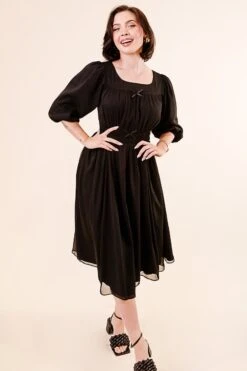 Do-Re-Mi Dress In Black - FINAL SALE -Fashion Clothing Store Noir Collection 098 812715