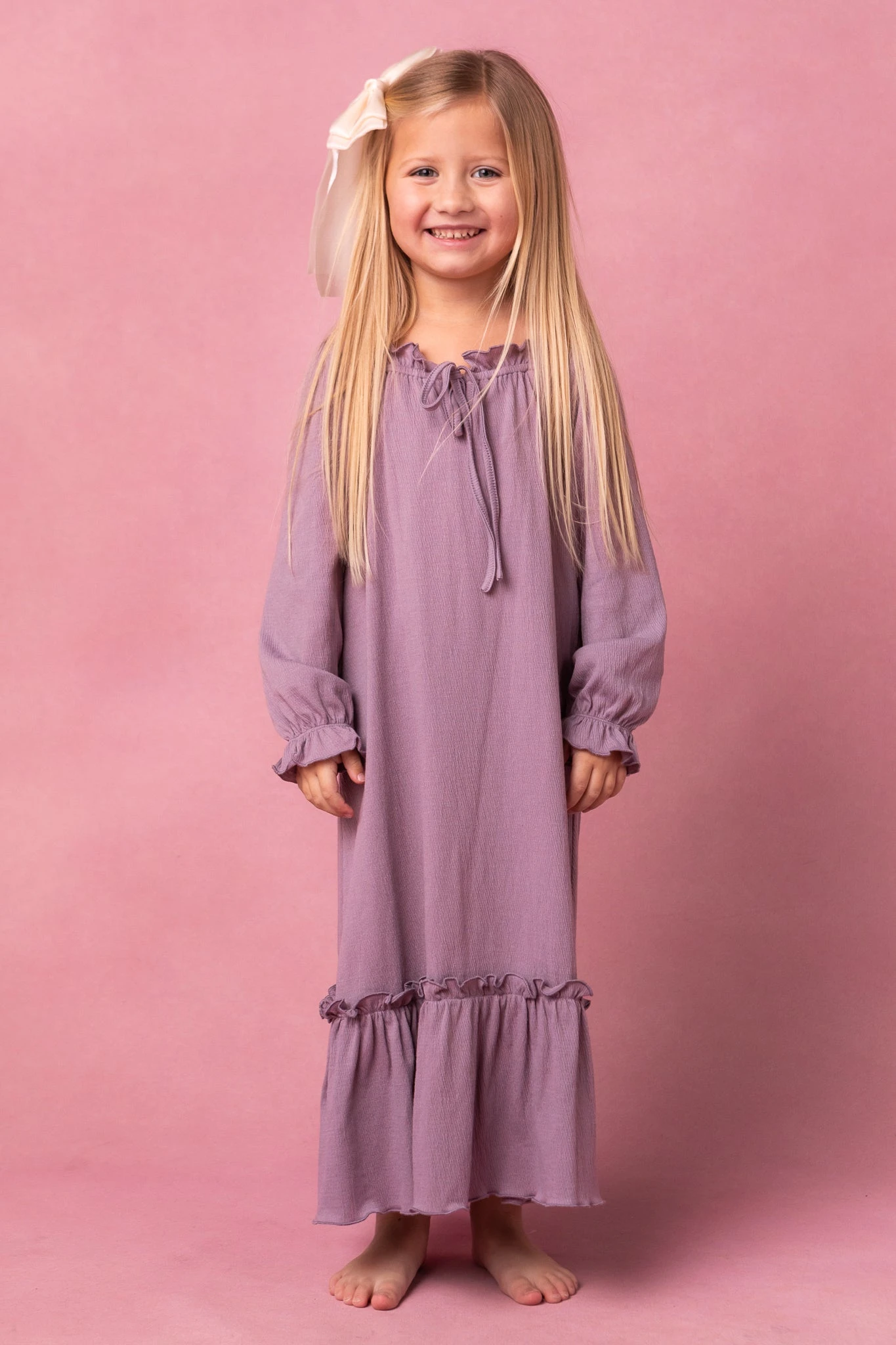 Mini Petra Long Sleeve Night Dress In Purple 1 Mini Petra Long Sleeve Night Dress In Purple