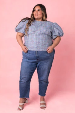 Roxie Top In Blue Tweed -Fashion Clothing Store RoxieBlueTop Studio Spring3 1