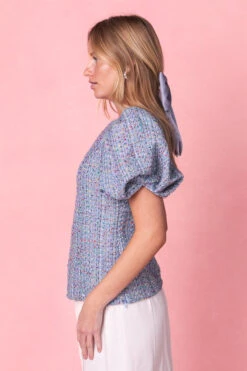 Roxie Top In Blue Tweed -Fashion Clothing Store RoxieBlueTop Studio Spring3 10