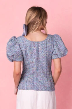 Roxie Top In Blue Tweed -Fashion Clothing Store RoxieBlueTop Studio Spring3 11