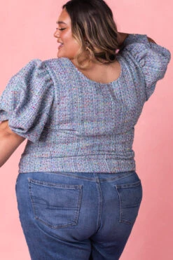 Roxie Top In Blue Tweed -Fashion Clothing Store RoxieBlueTop Studio Spring3 5
