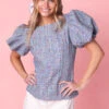 Roxie Top In Blue Tweed