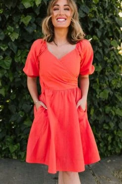 Sage Dress In Coral - FINAL SALE -Fashion Clothing Store SageinCoral StGeorge SS23 47 205679