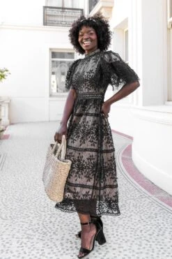 Sicily Dress With Flutter Sleeves In Black - FINAL SALE -Fashion Clothing Store Sicily Black Flutter 7 130352