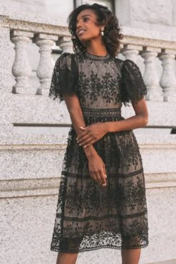 Sicily Dress With Flutter Sleeves In Black - FINAL SALE -Fashion Clothing Store SicilyFlutterBlack Capitol N23 22 616459