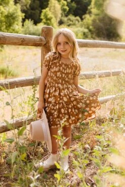 Mini Sienna Dress In Brown Floral -Fashion Clothing Store SiennaBrownFloralDress ConradRanch F23 02 128214