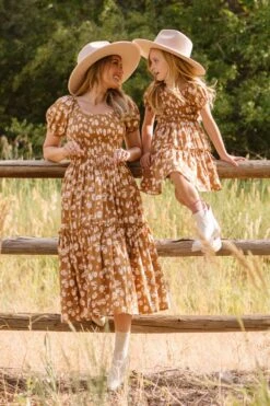 Mini Sienna Dress In Brown Floral -Fashion Clothing Store SiennaBrownFloralDress ConradRanch F23 32 424110