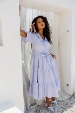 Sutton Dress In Pinstripe -Fashion Clothing Store SttonStipes FIXEDBUTTON Poolhouse Summer1 4