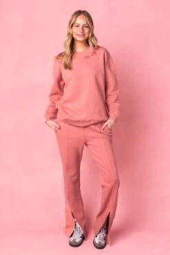 Ivy City Flare Sweatpants In Pink -Fashion Clothing Store SweatpantsFlarePink Studio 5 619649