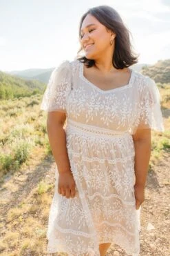 Venice Dress With Flutter Sleeves In Champagne - FINAL SALE -Fashion Clothing Store Venice Flutter Sleeve 32 283056