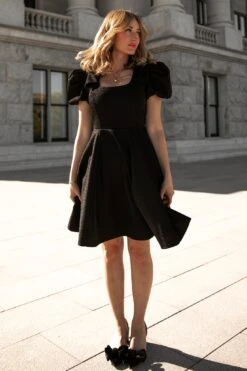 Nina Bow Flare Dress - FINAL SALE -Fashion Clothing Store WEB Noir 2023 nina 32