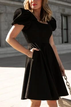 Nina Bow Flare Dress - FINAL SALE -Fashion Clothing Store WEB Noir 2023 nina 34