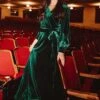 Andie Dress In Emerald Velvet - FINAL SALE