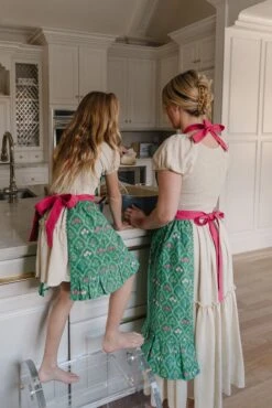 Ivy Apron In Green Mughal Tile -Fashion Clothing Store aprons 17 530363