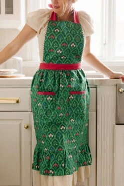 Ivy Apron In Green Mughal Tile -Fashion Clothing Store aprons 23 389766