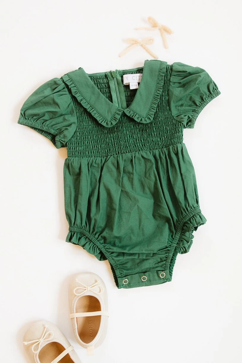 Baby Addie Romper In Green - FINAL SALE 8 Baby Addie Romper In Green - FINAL SALE - Image 8
