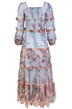 Catherine Dress In Blue Floral -Fashion Clothing Store catherine blue back 915901