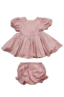 Baby Cupcake Dress Set In Pink Stripe -Fashion Clothing Store cupcake pinkstripe baby front 167673