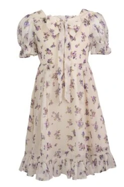 Mini Dolly Dress In Violet Rose -Fashion Clothing Store dolly violetRose mini front 173578