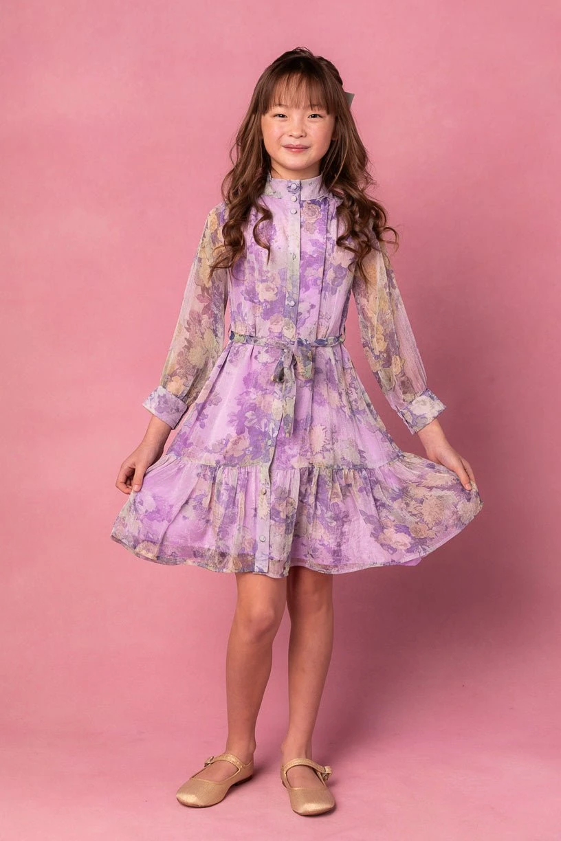 Mini Eleanor Dress In Purple Floral - FINAL SALE 1 Mini Eleanor Dress In Purple Floral - FINAL SALE