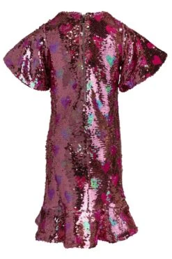 Mini Evelyn Dress In Sequin Hearts -Fashion Clothing Store evelyn SequinHearts mini back 268515