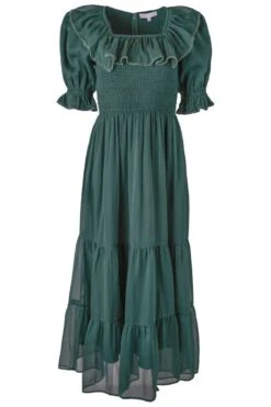 Gracie Dress In Emerald Chiffon - FINAL SALE -Fashion Clothing Store gracieEmerald front 994966