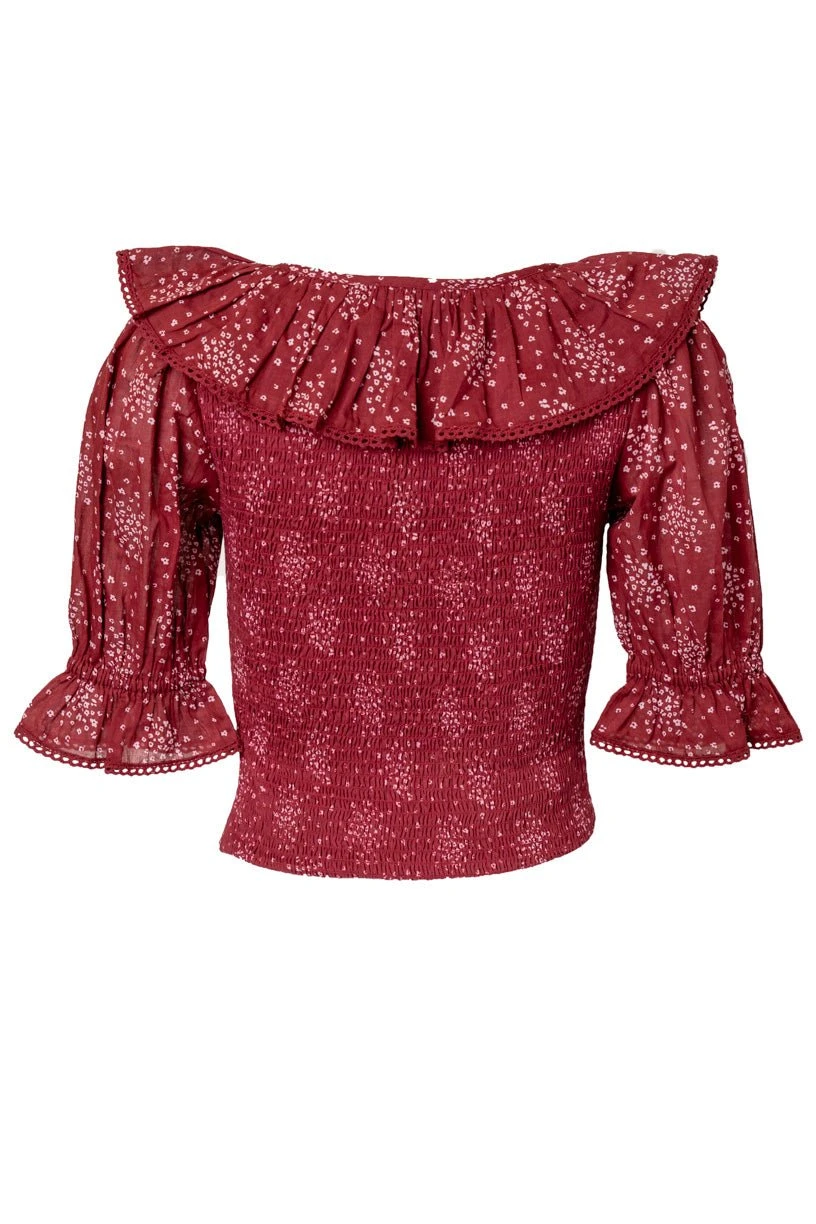 Gracie Top In Wine Floral - FINAL SALE 3 Gracie Top In Wine Floral - FINAL SALE - Image 3