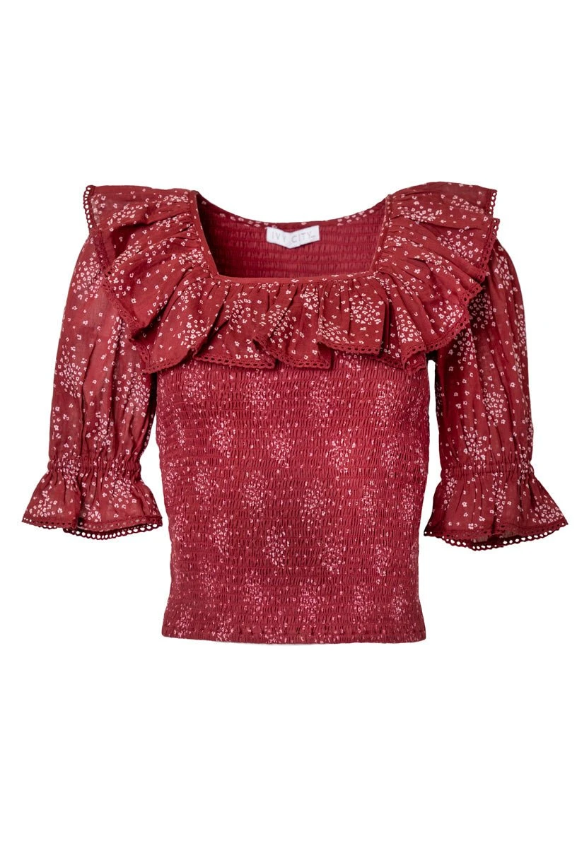 Gracie Top In Wine Floral - FINAL SALE 2 Gracie Top In Wine Floral - FINAL SALE - Image 2