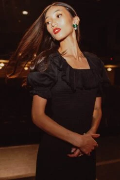 Gracie Dress In Black Chiffon -Fashion Clothing Store gracieblack 1 837931