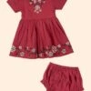Baby Heidi Dress Set In Maroon - FINAL SALE