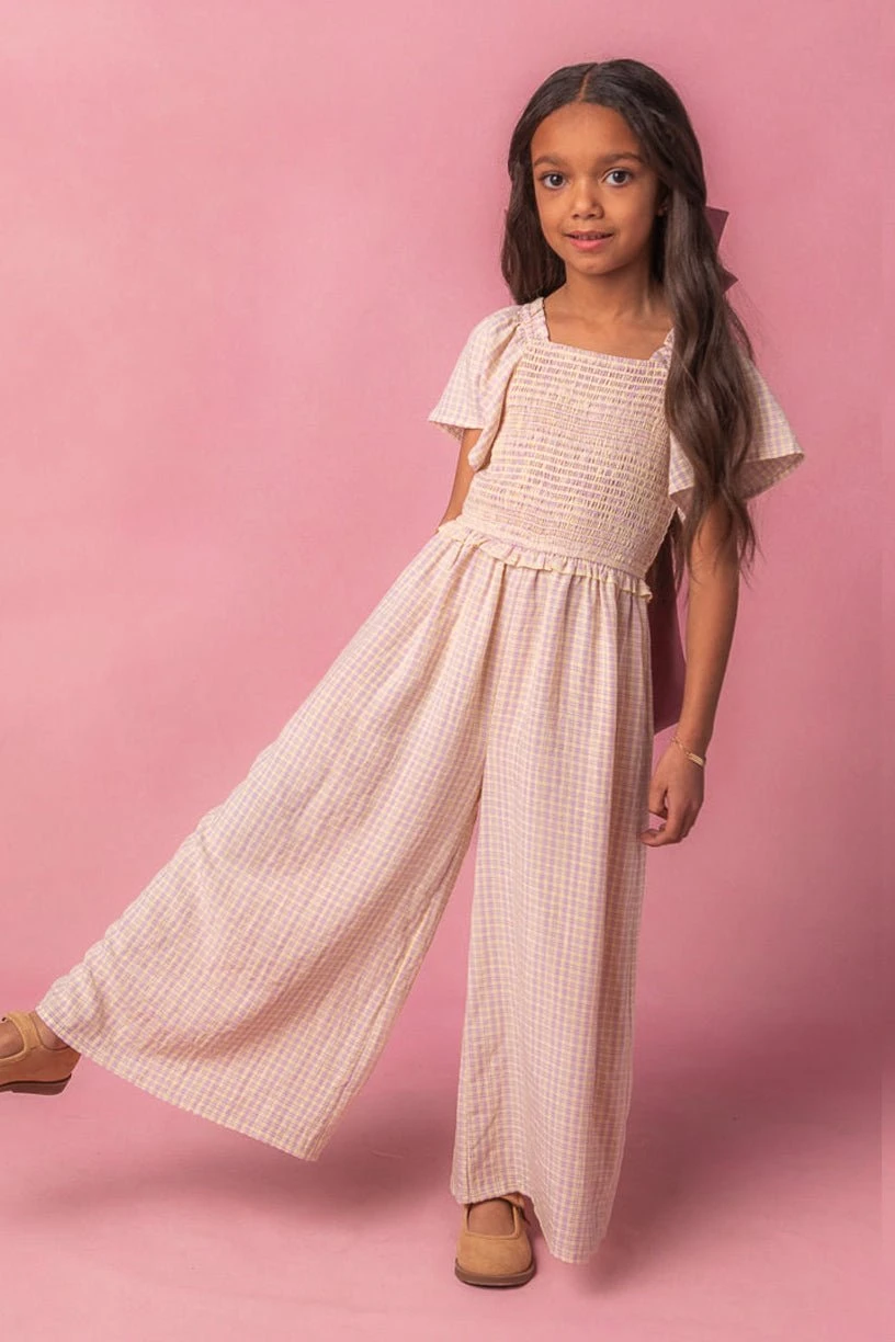 Mini Indie Jumpsuit In Lavender Gingham 1 Mini Indie Jumpsuit In Lavender Gingham