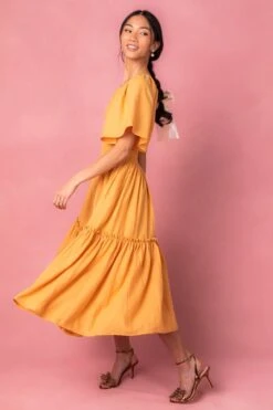 Lennon Dress In Mustard -Fashion Clothing Store lennone studio 03 943968