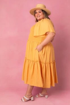 Lennon Dress In Mustard -Fashion Clothing Store lennone studio 07 753338