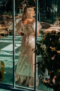 Maddie Dress In Champagne Satin -Fashion Clothing Store maddiechampagne 1 613184