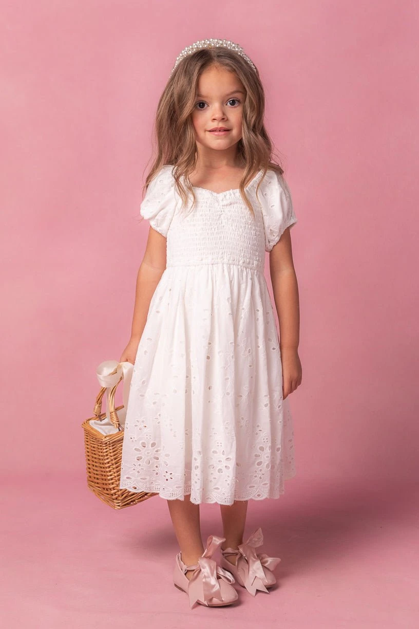 Mini Marigold Dress In White Eyelet 4 Mini Marigold Dress In White Eyelet - Image 4