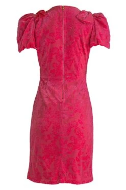 Nina Bow Dress In Pink Velvet -Fashion Clothing Store nina back 747640