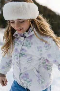 Mini Quilted Jacket In Lavender Floral -Fashion Clothing Store pufferlavender 02 218513