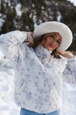 Quilted Jacket In Lavender Floral -Fashion Clothing Store pufferlavender 04 367066